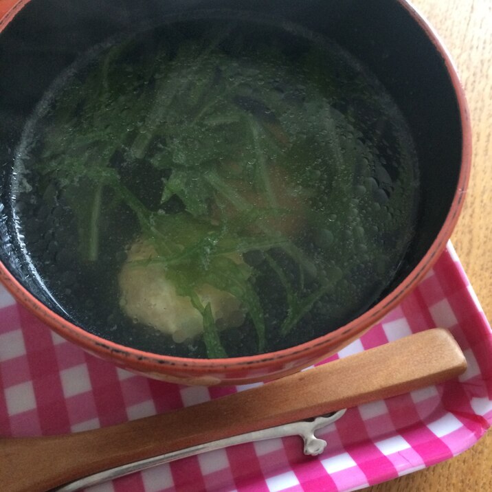 スープジャーレシピ♪鶏団子と水菜の和風スープ